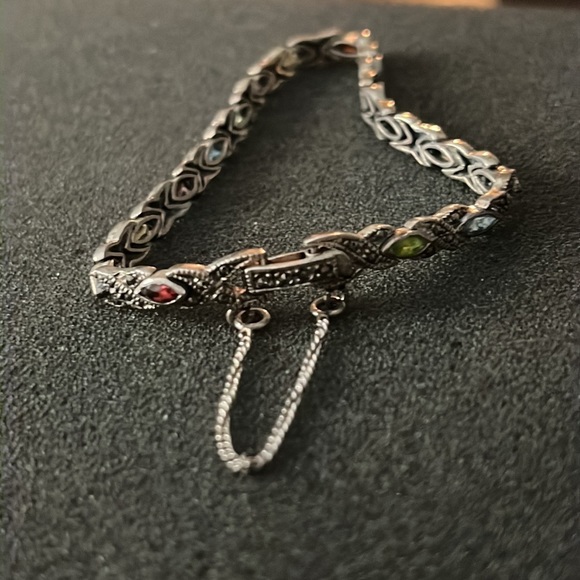 *Vintage 925 multi gem 7” Bracelet - Picture 3 of 6